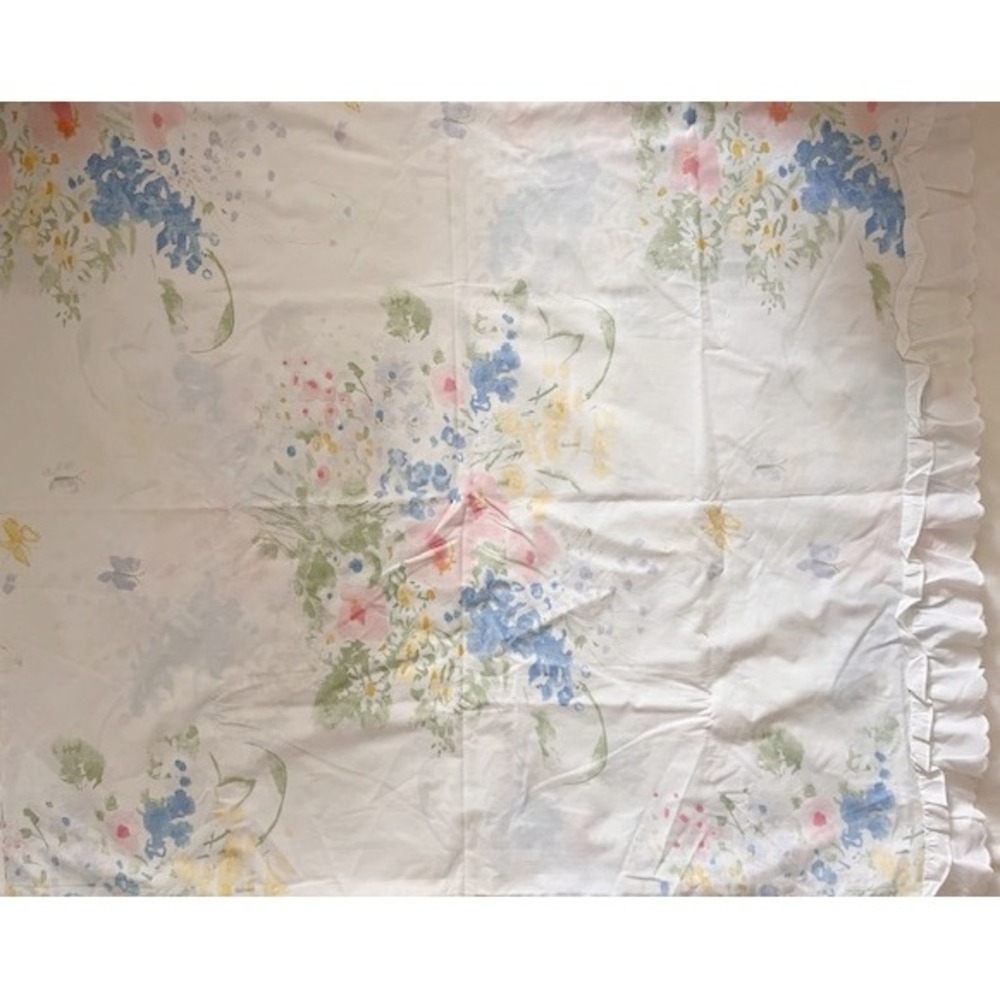 Vintage Full Size sheet Set watercolor Floral Sears Perma Prest - Picture 6 of 8